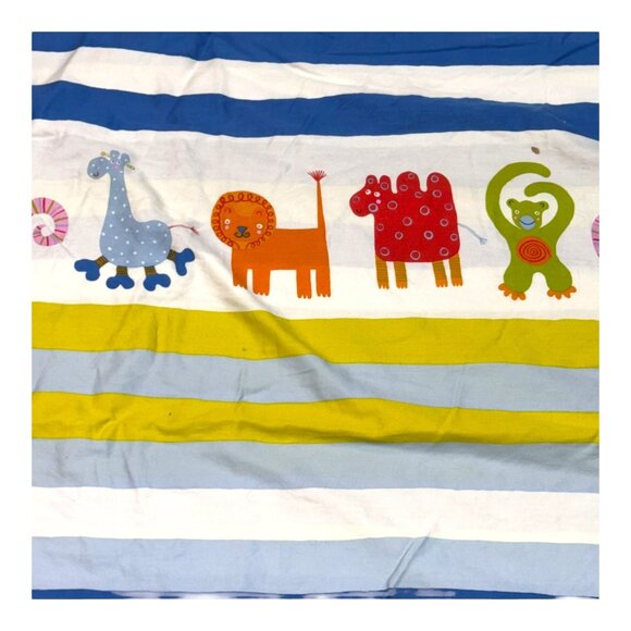IKEA BARNSLIG RAND Cotton Kids Twin Duvet Cover Colorful Zoo Animals Stripes - Picture 3 of 9